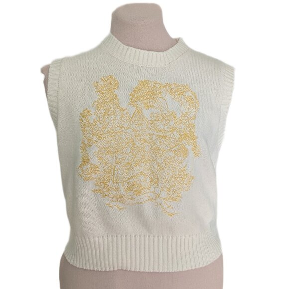 Abstract Cream Sweater Vest - Picture 1 of 5